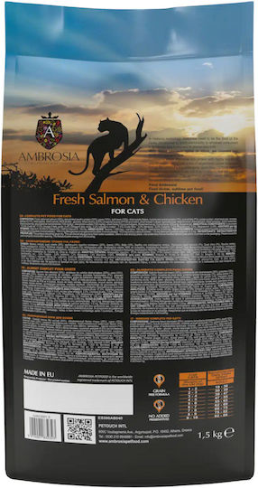 Ambrosia Fresh Salmon & Chicken Sterilized Cats Dry Food Grain-Free for Adult Sterilized Cats with Salmon / Chicken 1.5kg
