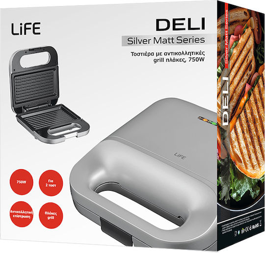 Life Deli Silver Matt Series Sandwich Maker Grill 750W