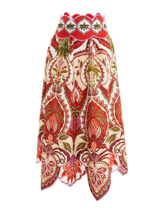 Midi Φούστα Floral Odara Red