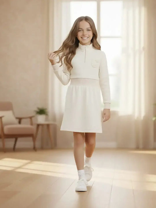 Mädchenkleid Langärmelig Beige