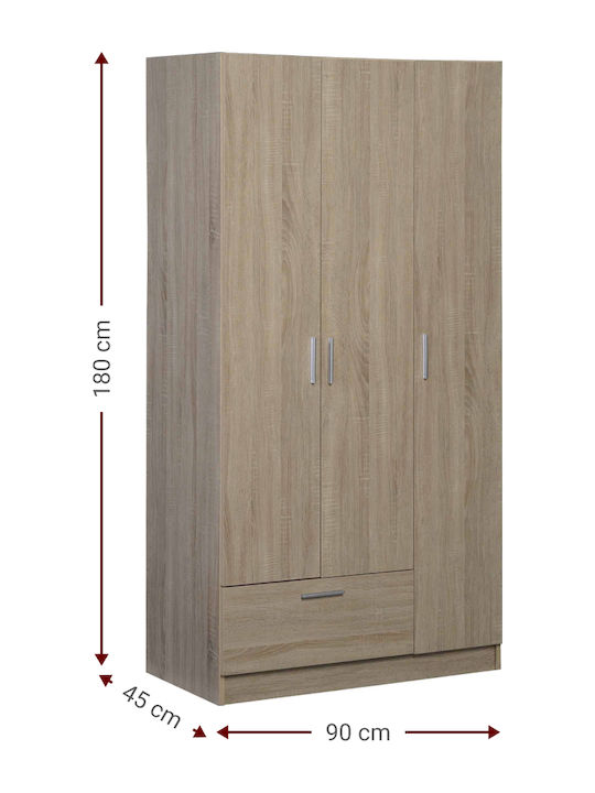 Triple Door Wardrobe Wilson 3ds Wenge 90x45x180cm