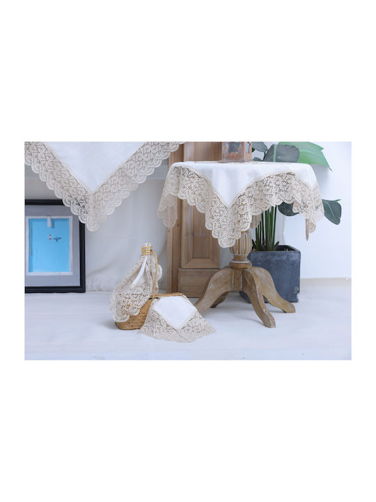 Liolios Home Τραπεζομάντηλο με Κέντημα Σετ 3τμχ Qz1600053 Cappuccino