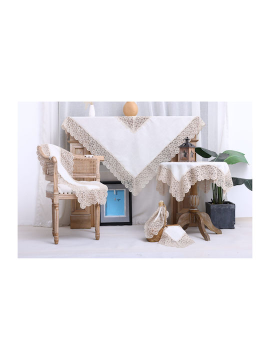 Liolios Home Τραπεζομάντηλο με Κέντημα Σετ 3τμχ Qz1600053 Cappuccino