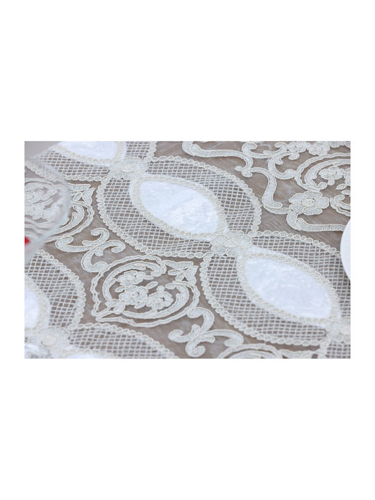 Liolios Home Ράνερ με Κέντημα Ivory 40x110εκ.