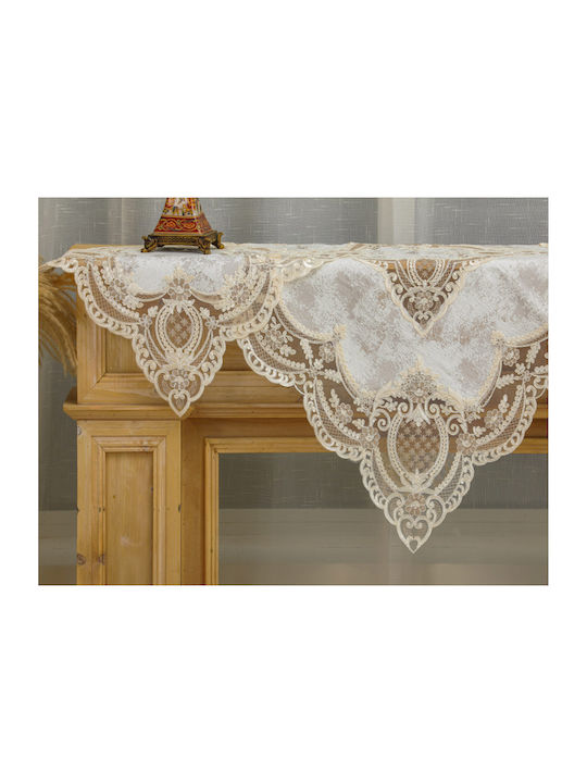 Liolios Home Runner Linen with Embroidery Set 3pcs Pls-tb1101 Lt Coffee