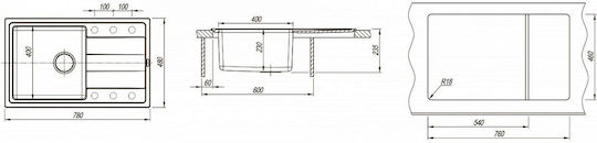 Florentina Combi 780 Chiuvetă Bucătărie Formă Dreptunghiulară Quartz Granit Drop-In Inox 78x48cm Gri Florentina Combi 780 Chiuvetă Bucătărie Formă Dreptunghiulară Quartz Granit Drop-In Inox 78x48cm Gri