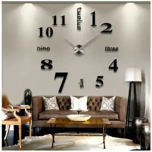 Mirror Numbers And Letters Do It Yourself Black 3D Wanduhr Aufkleber Kunststoff Schwarz