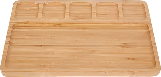 KMT Style Shallow Rectangular Wooden Beige Serving Plate 23x32cm