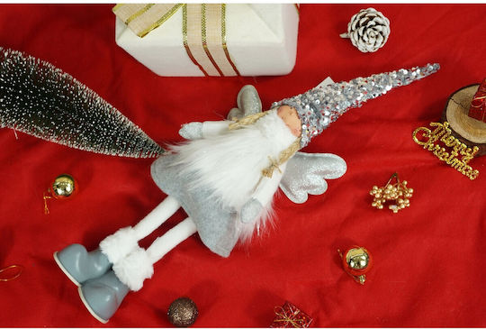 Ornament Înger de Crăciun Flippy Alb Gri Textil 53 Cm