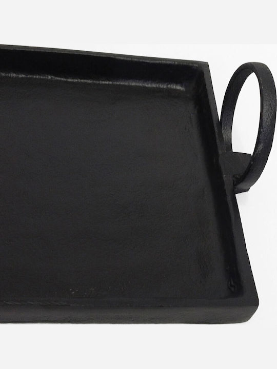 InTheBox Metal Dreptunghiular Tavă de Servire cu Mânere în Culoare Negru 75x24x3cm 028997 1buc