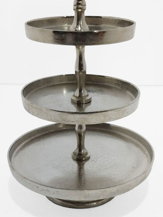 InTheBox Metallic Dessert Tower Stand with 3 Tiers Servir Silver Ø22cmxY36cm