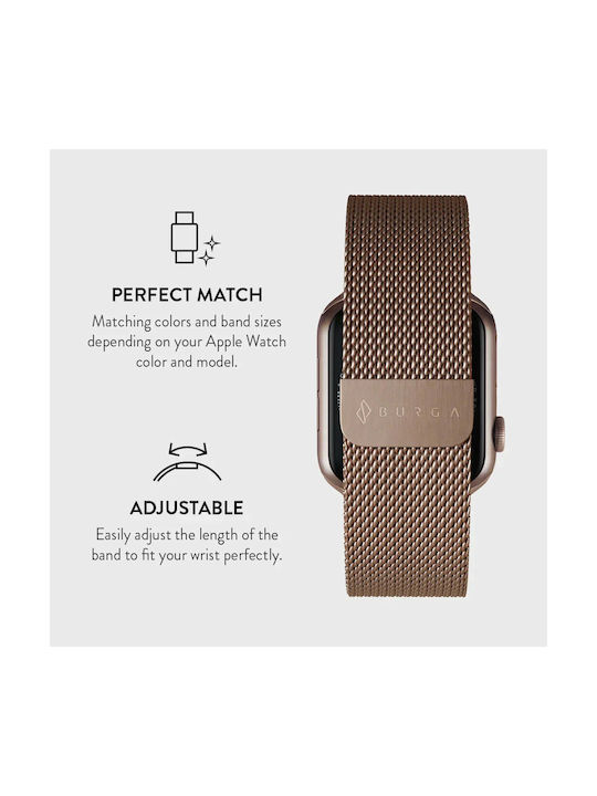 Burga Tragbare Bänder Für Apple Watch 4 5 6 7 8 9 10 11 Se 1 2 3 Ultra 1 2 3 – 44 45 46 49mm Metall Mesh Rose Gold
