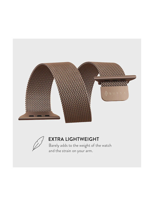 Burga Tragbare Bänder Für Apple Watch 4 5 6 7 8 9 10 11 Se 1 2 3 Ultra 1 2 3 – 44 45 46 49mm Metall Mesh Rose Gold