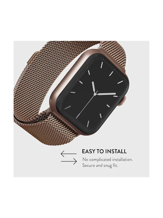 Burga Tragbare Bänder Für Apple Watch 4 5 6 7 8 9 10 11 Se 1 2 3 Ultra 1 2 3 – 44 45 46 49mm Metall Mesh Rose Gold