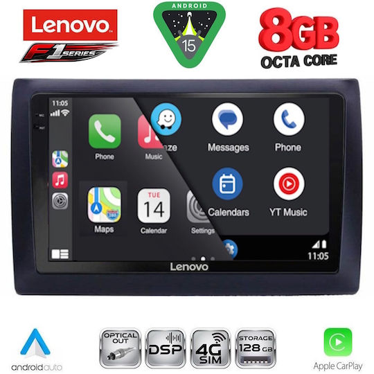 Lenovo Car Audio System for Fiat Stilo 2001-2007 (Bluetooth/USB/WiFi/GPS/Apple-Carplay/Android-Auto) with Touch Screen 9"