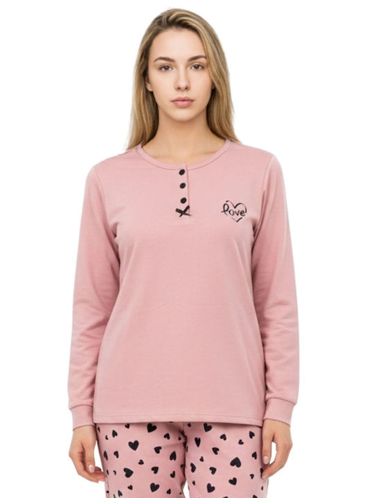 Lovelx Homewear Χειμερινό Γυναικείο Σετ Πιτζάμας Βαμβακερό Ροζ Lovelx Homewear Χειμερινό Γυναικείο Σετ Πιτζάμας Βαμβακερό Ροζ