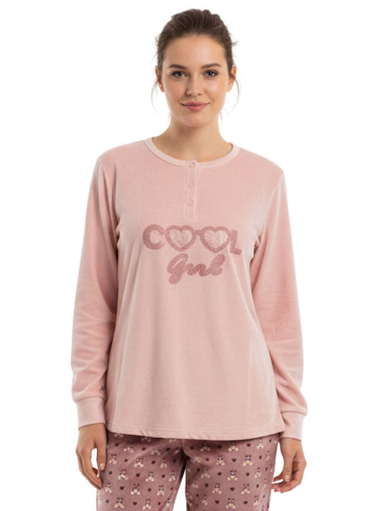 Lovelx Homewear Χειμερινό Γυναικείο Σετ Πιτζάμας Σομόν Lovelx Homewear Χειμερινό Γυναικείο Σετ Πιτζάμας Σομόν