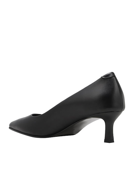 Leder Pumps mit hohem Absatz Schwarz