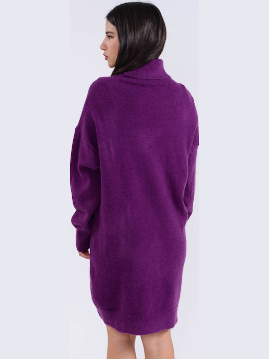 Damen Pullover Rollkragen Purple