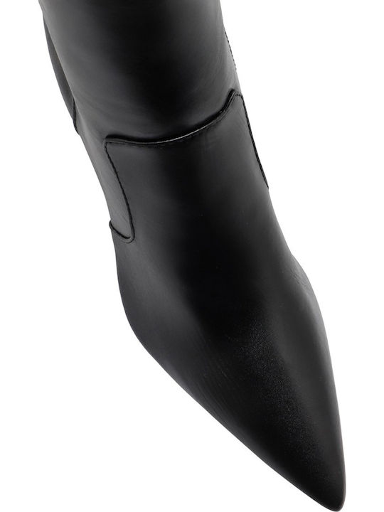 Leder Damen Stiefeletten mit Plattform Schwarz