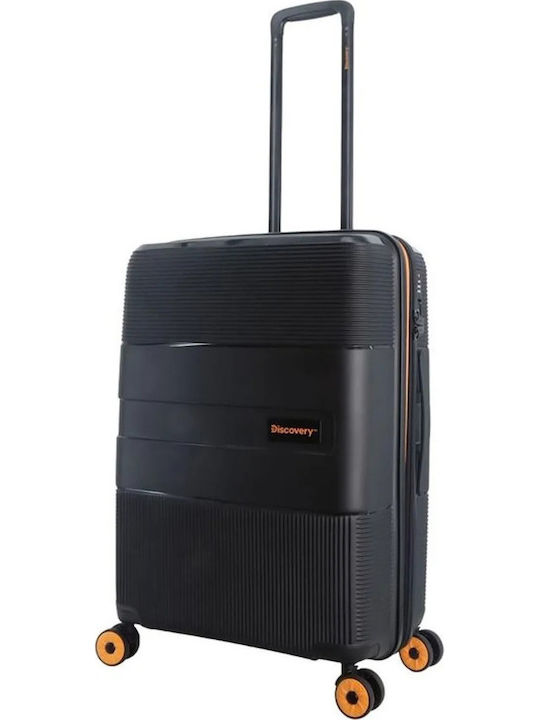 Discovery Medium Travel Suitcase Hard Black with 4 Wheels Height 67cm DL02HO.60.06
