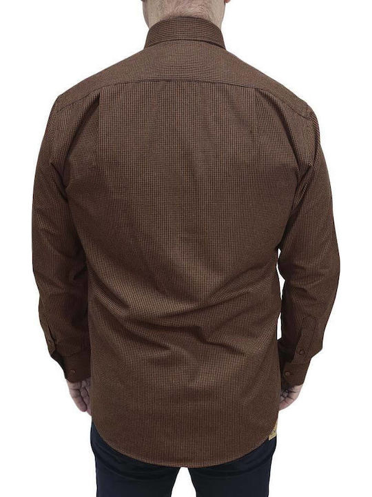 Long-sleeved Shirt Checked Brick