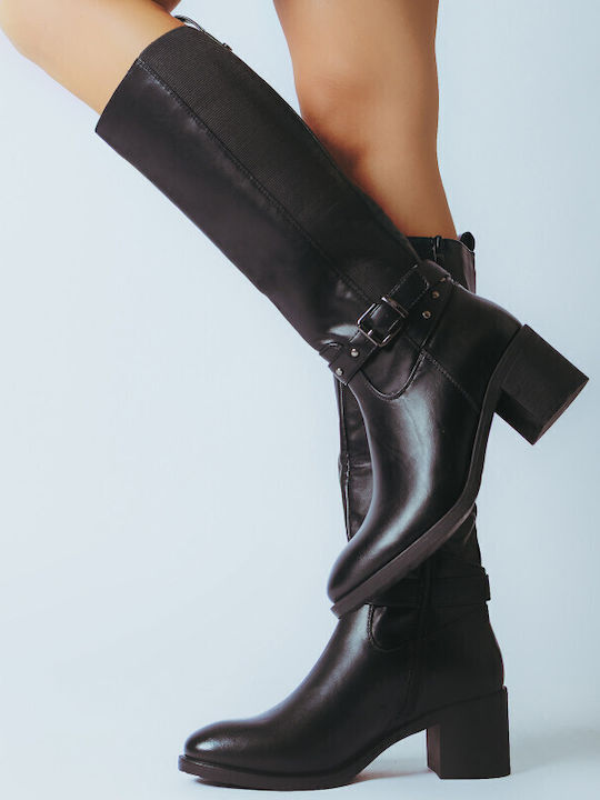 Damenstiefel mit mittlerem Absatz Schwarz