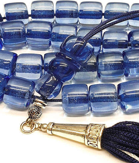 Roloi Komboloi Resin Worry Beads with 33 Beads Blue 39cm