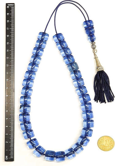 Roloi Komboloi Resin Worry Beads with 33 Beads Blue 39cm