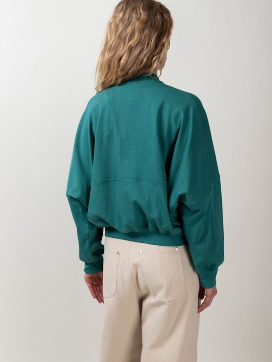 Women's Cardigan with Zipper Green