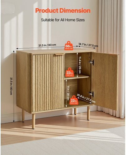 Sideboard made of Wood & Metal Oak 80x37.5x80cm