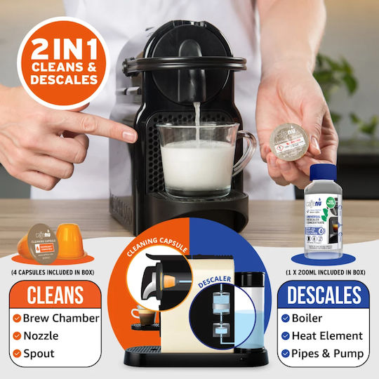 Caffenu Kit Detartrant 200ml Capsule Pentru Mașini Nespresso 4 Bucăți