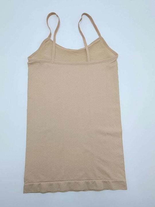 Beige Women's Tank Top with Spaghetti Straps