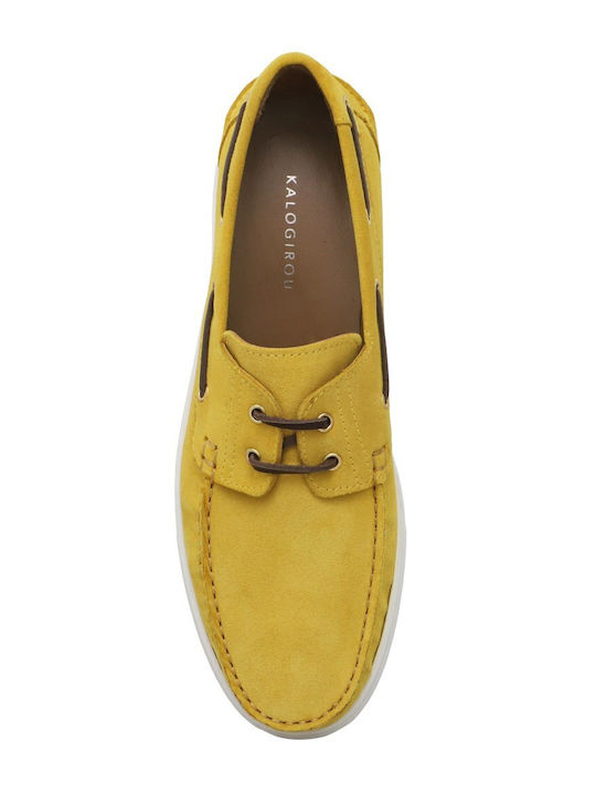 Suede Ανδρικά Boat Shoes σε Κίτρινο Χρώμα