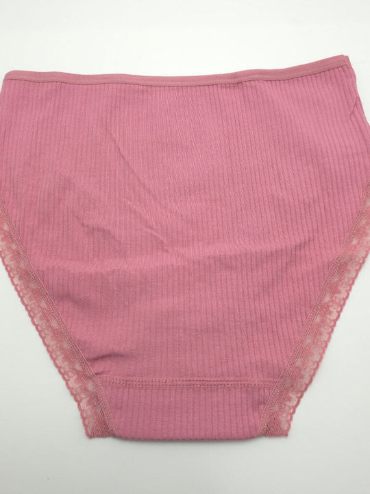Cotton Women's Briefs with Lace Pink