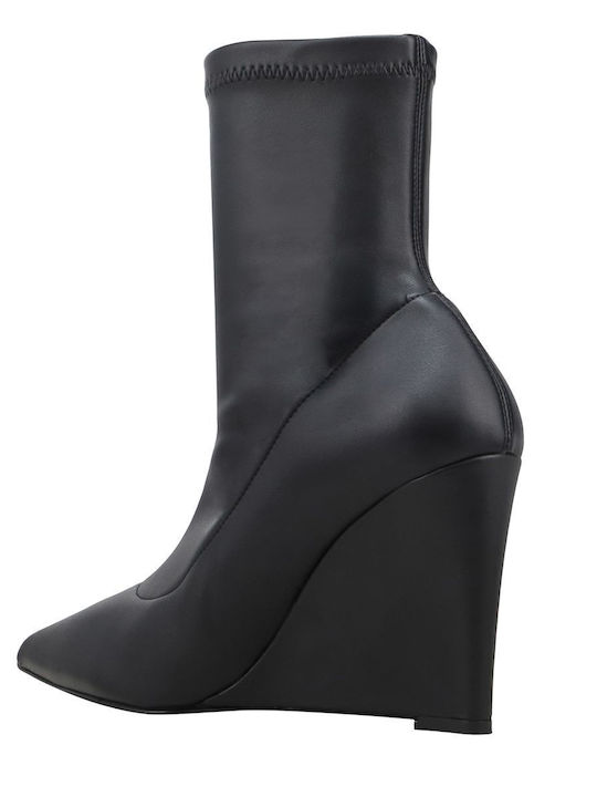 Leder Stiefeletten Damen Schwarz