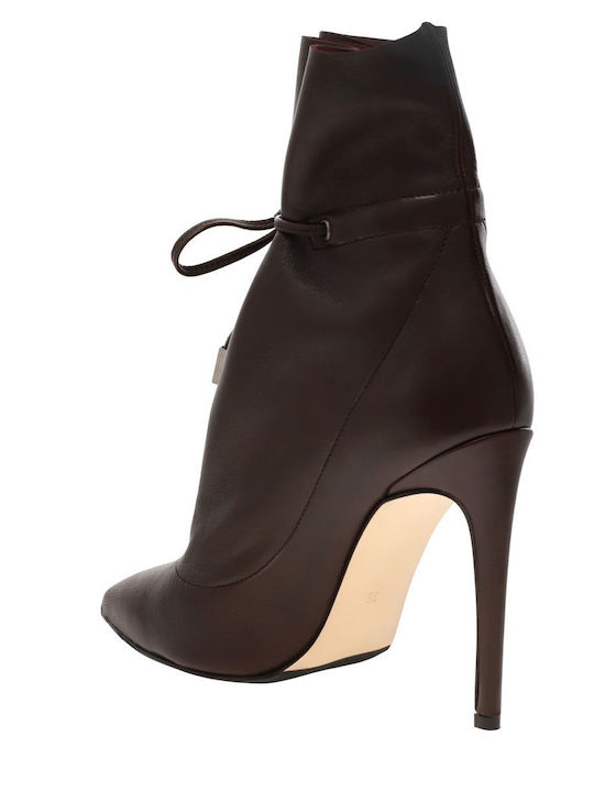 Leder Stiefeletten Damen Burgundisch