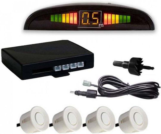 Set Senzori Parcare Detector Parktronic Display Monitor Radar 4 Senzori Albi
