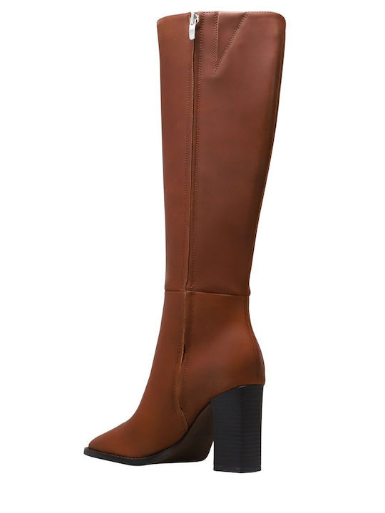Leather High Heel Women's Boots Zazz Zazz Tabac Brown