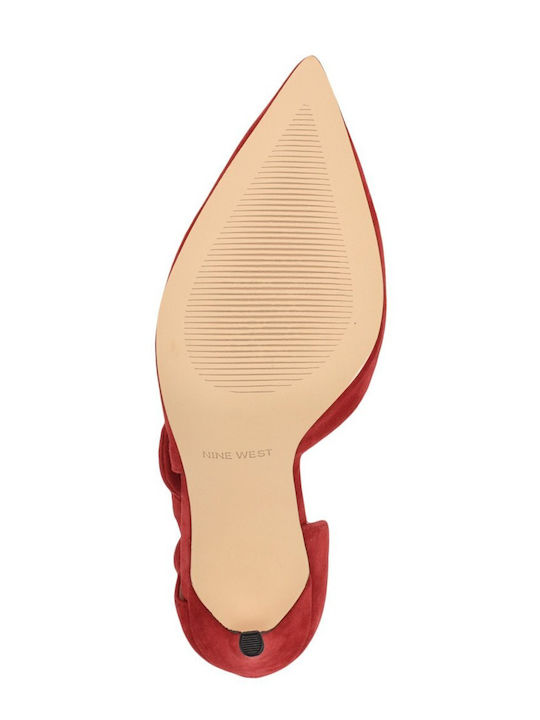 Fhalon Suede Γόβες με Ψηλό Τακούνι Κόκκινες