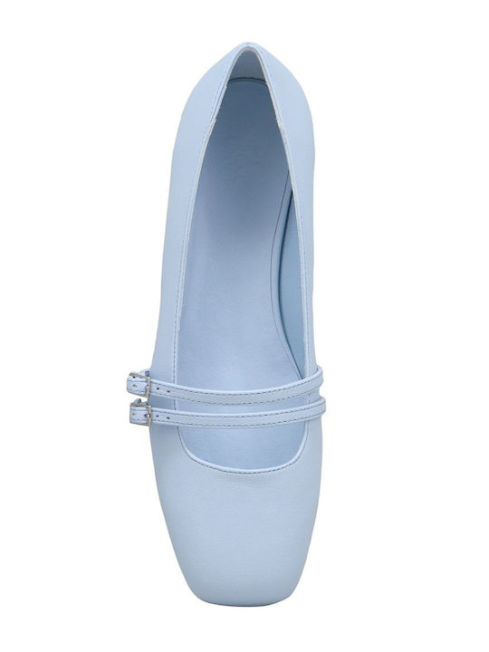 Leather Ballerinas Light Blue