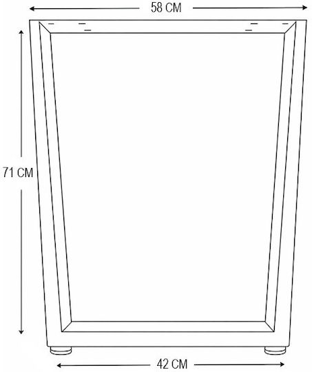 Finetto Metallic Furniture Leg with Regulator Suitable for Table / Coffee Table 58x71cm Black