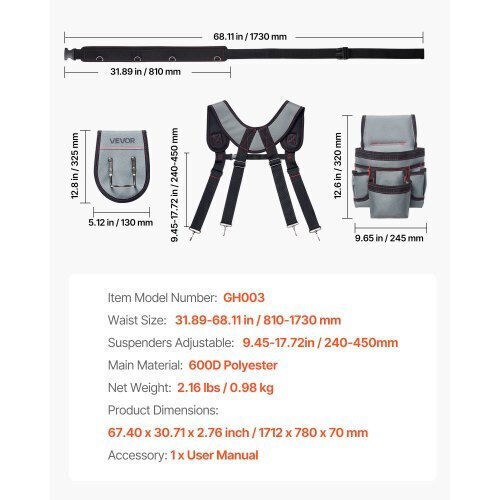 Vevor Belt Tools with Hammer Holder Base