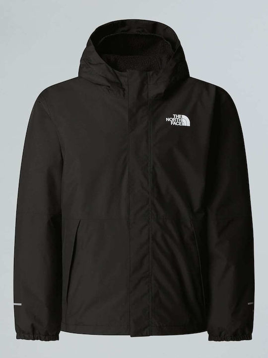 Waterproof Kids' Sports Jacket Windproof with Lining & Hood Black Antora