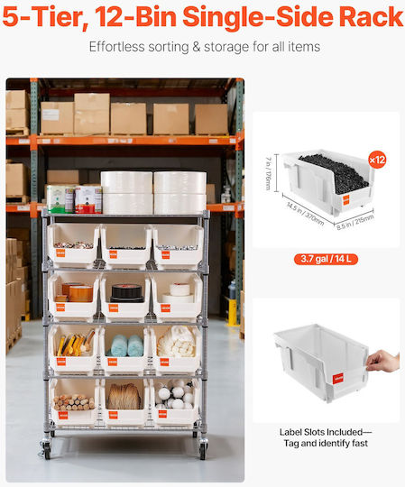 Vevor Kitchen Trolley 5 Tiers Silver