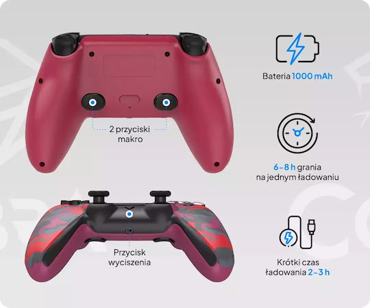 Cobra Ασύρματο Gamepad για PS5 / PC / Android / iOS Κόκκινο