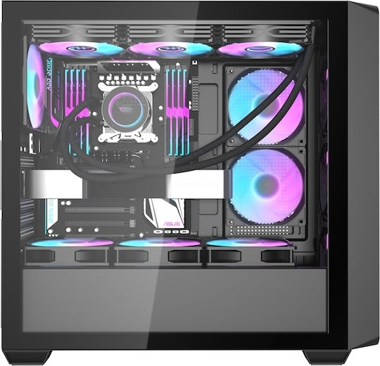 Darkflash DS900WD Midi Tower Кутия За Компютър Черна + 4 Вентилатора DS900WD