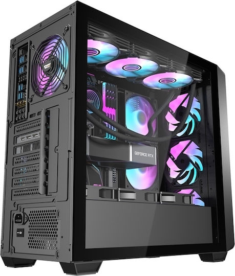 Darkflash DS900WD Midi Tower Кутия За Компютър Черна + 4 Вентилатора DS900WD