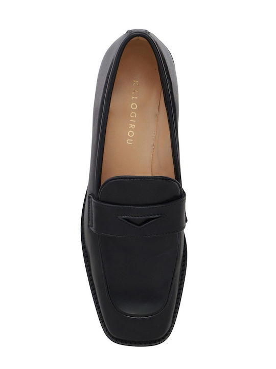 Δερμάτινα Γυναικεία Loafers σε Μαύρο Χρώμα