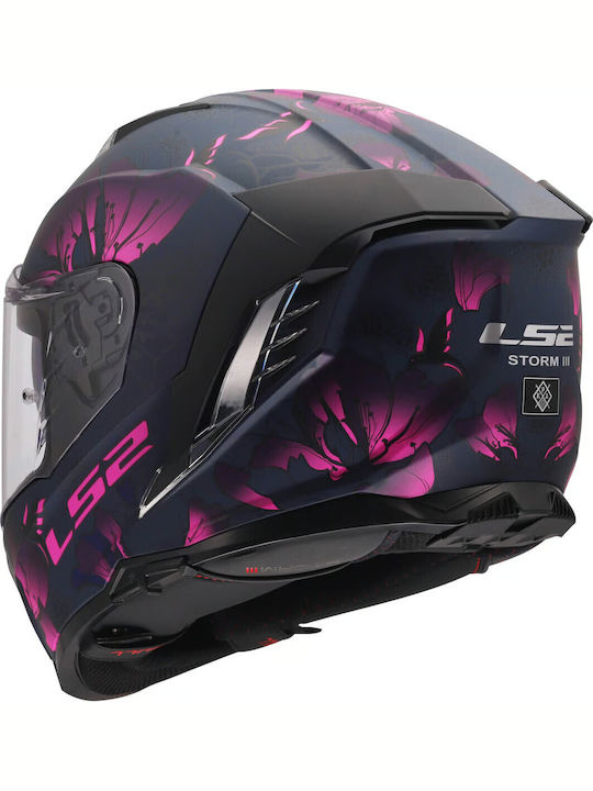LS2 FF818 Storm III Burst Black/Pink Motorradhelm Volles Gesicht ECE 22.06 1600gr mit Pinlock und Sonnenblende